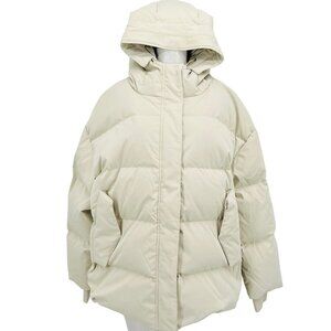 VARLEY Women's Gretna Hooded Puffer Jacket in Pelican Color Size Large NWT